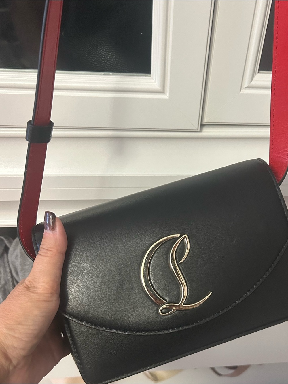 Christian Louboutin Black Leather Crossbody with Strap excellent used condition
